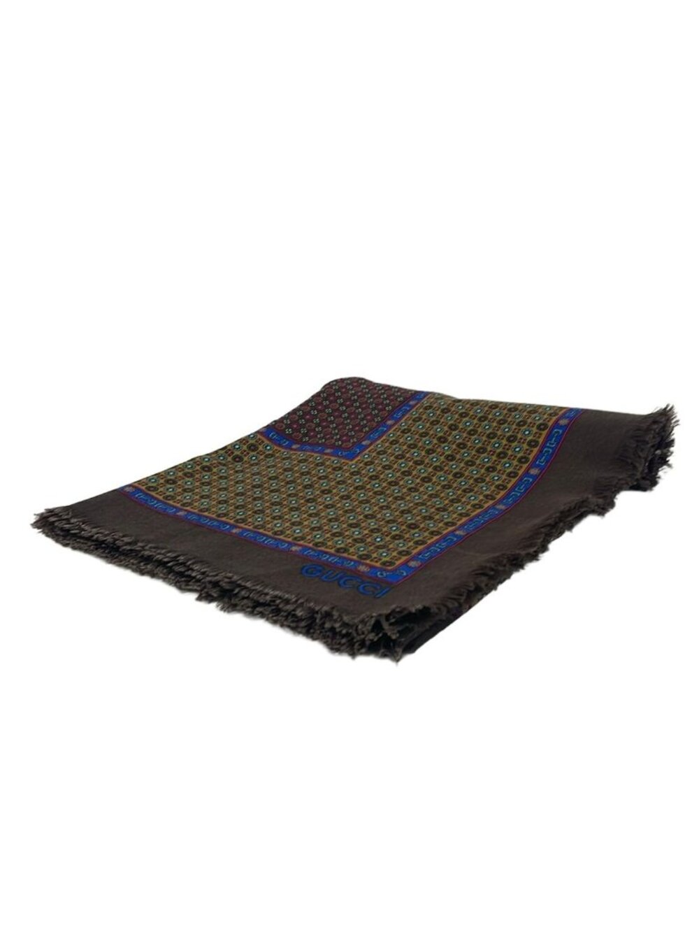 Gucci Shawl Vintage Dark Brown Wool Scarf